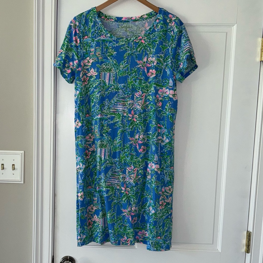Lilly Pulitzer Cody Dress in “Boca Blue Beneath The Bougainvillea”, size L - Picture 2 of 4